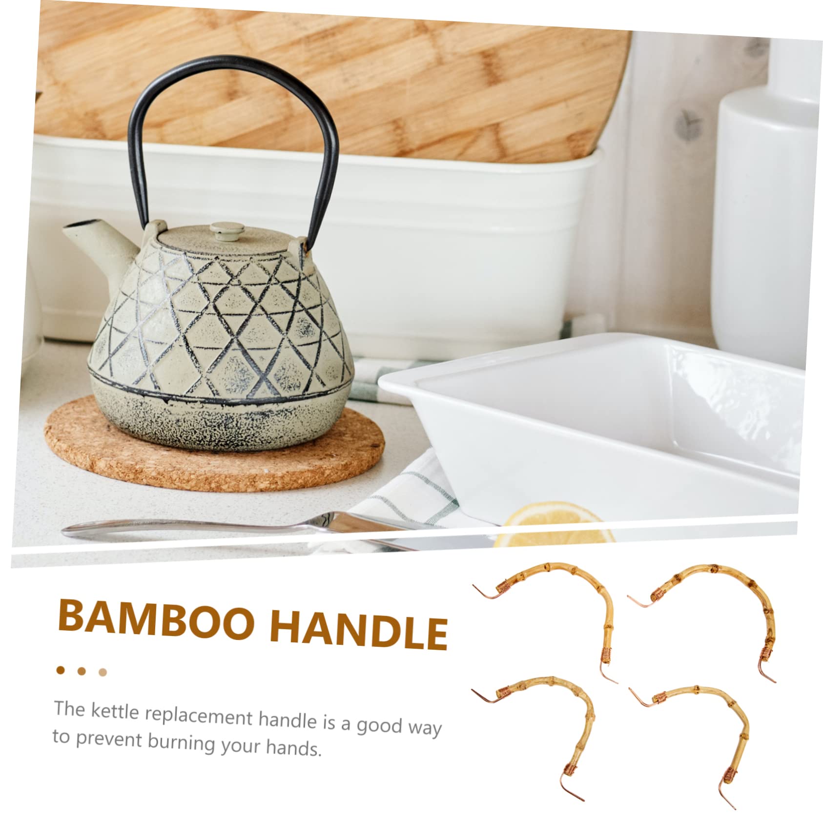 Alipis Accesorios Fáciles de Instalar y Usar para Tetera y Hervidor 4 Piezas de Mango de Bambú para Uso Profesional y Personal en Cocina