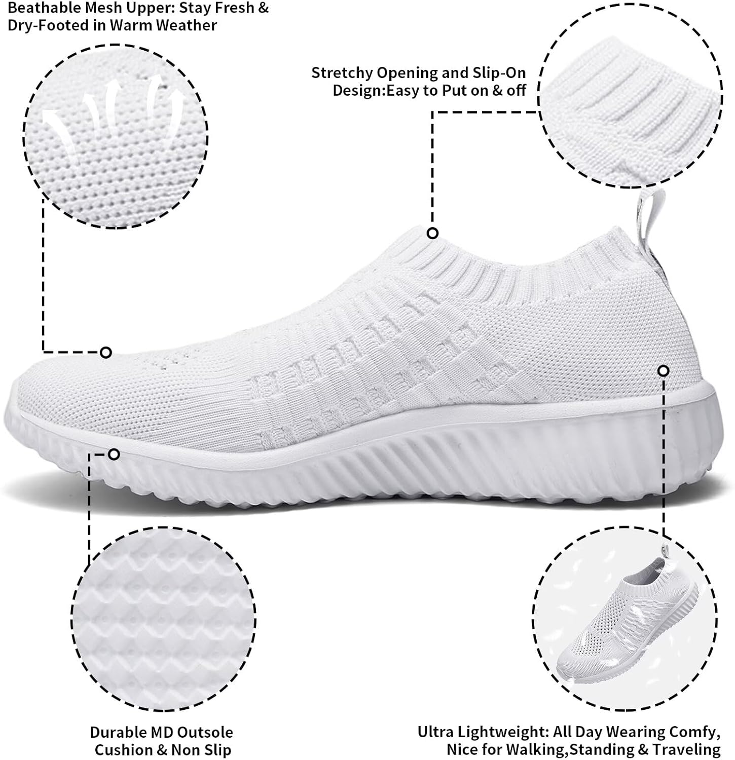 konhill Womens Walking Shoes Slip On Sneakers Breathable Mesh Lightweight Casual Footwear for Daily Commute - Image 4