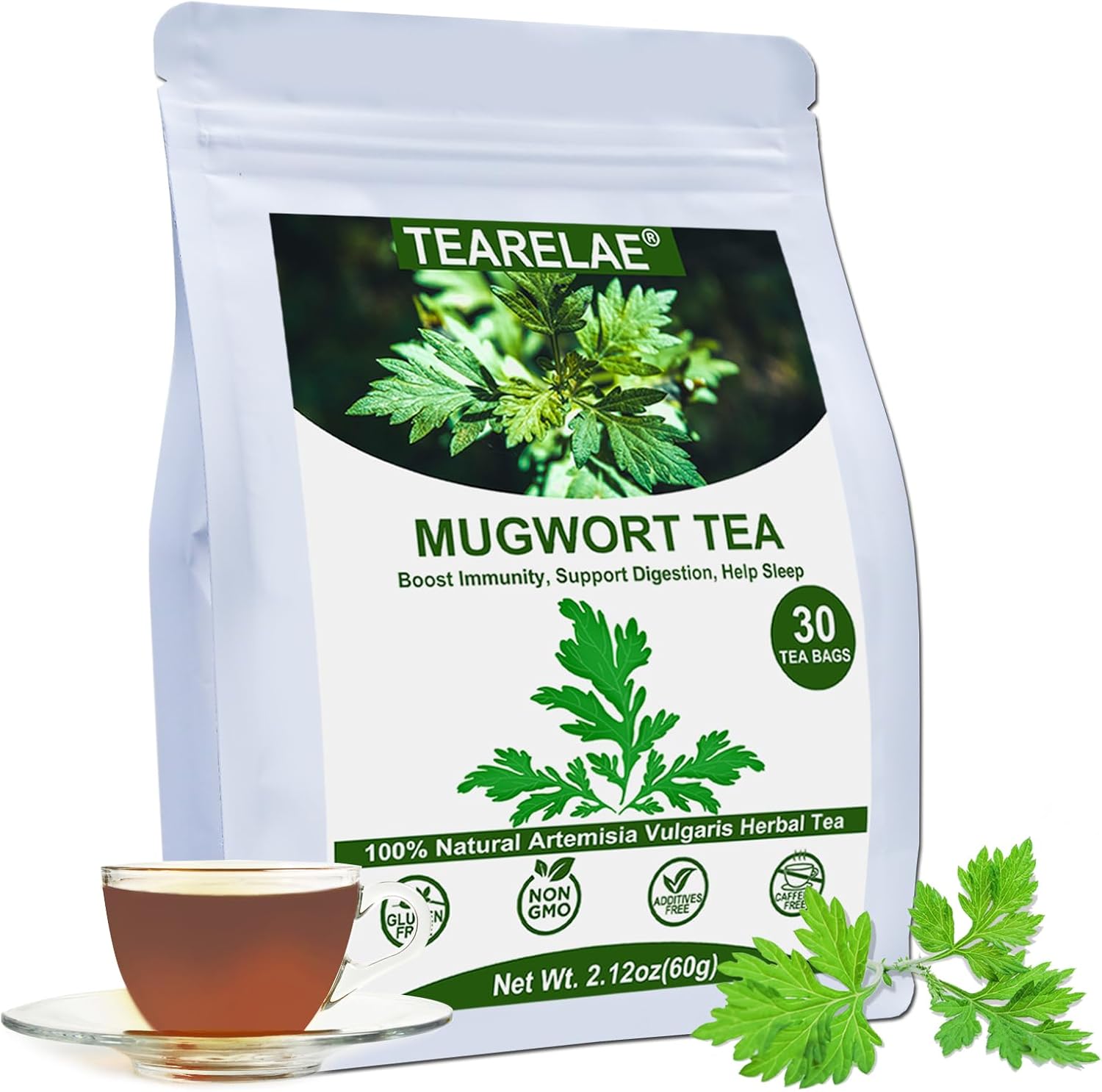 TEARELAE Mugwort Tea 2g x 30 Count 100 Pure Natural Artemisia