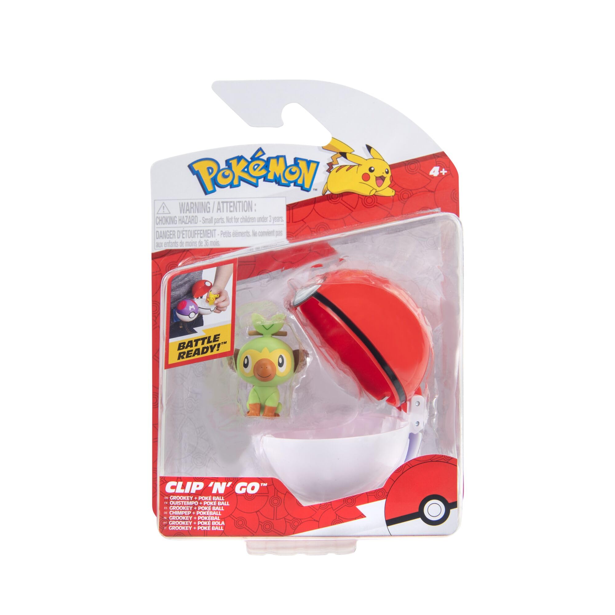 Pokémon Clip ‘N’ Go Grookey and Poké Ball - Includes 2-Inch Battle Figure and Poké Ball Accessory, Green, 2 inches - Image 3