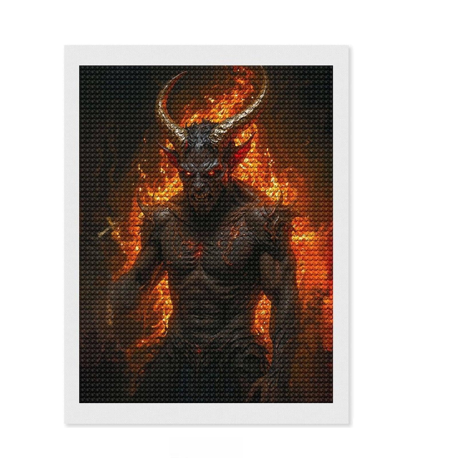 Junmoney Demonic Presence Crystal Diamond Art Kit 12"x16", Christmas Gift, Arts and Crafts, Aesthetic Room Decor, Home Wall Art