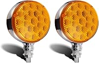 Vista 1 de Partsam 2 luces LED redondas ámbar/ámbar de doble cara, señal de giro trasera y luces de estacionamiento, montaje en poste sellado, 42 luces LED