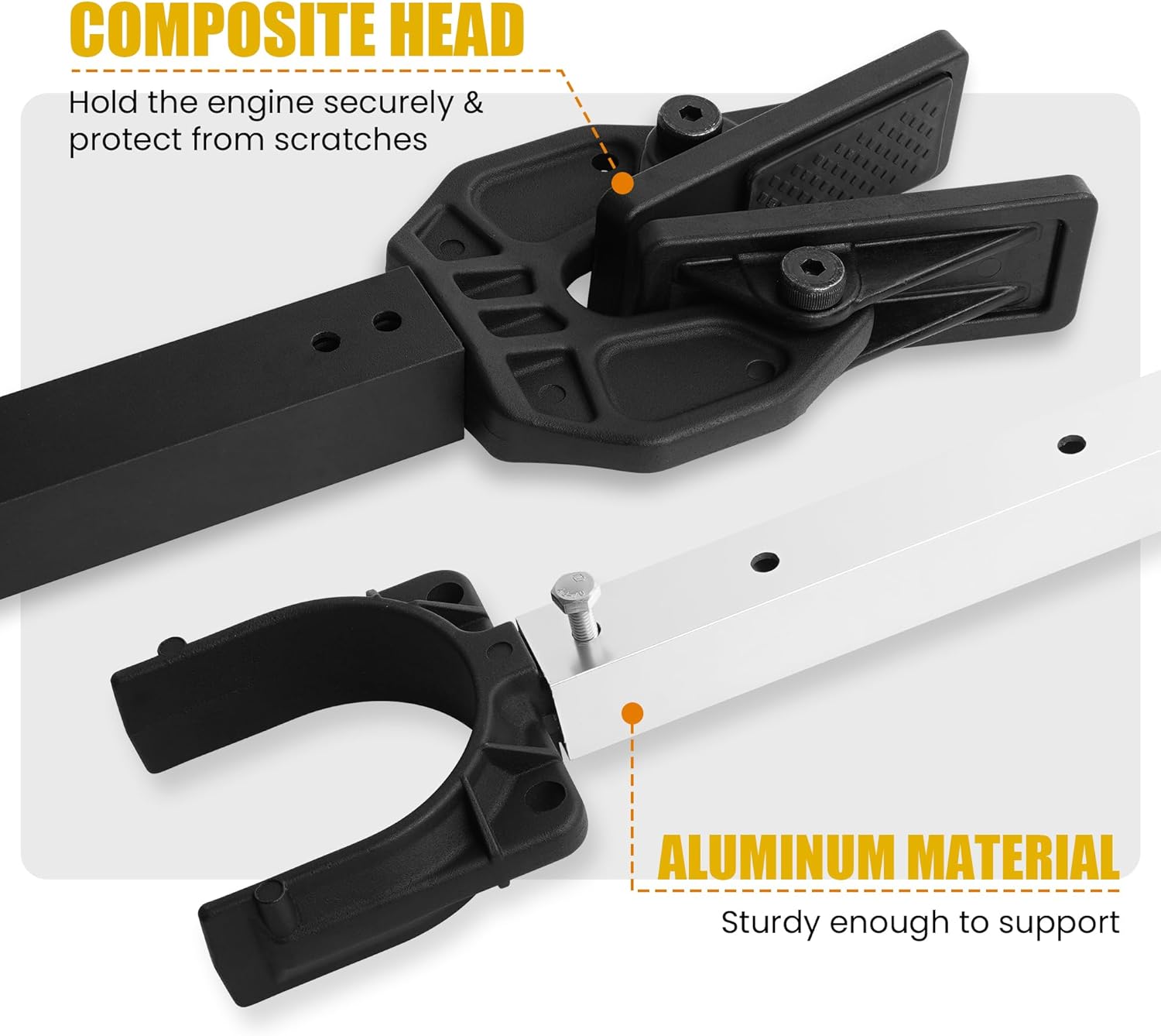 Adjustable Shock Absorber Boat Transom Saver, Stern Protectors with Heavy Duty Composite Heads for Securing Engines, Rollers and Trailer Mounts