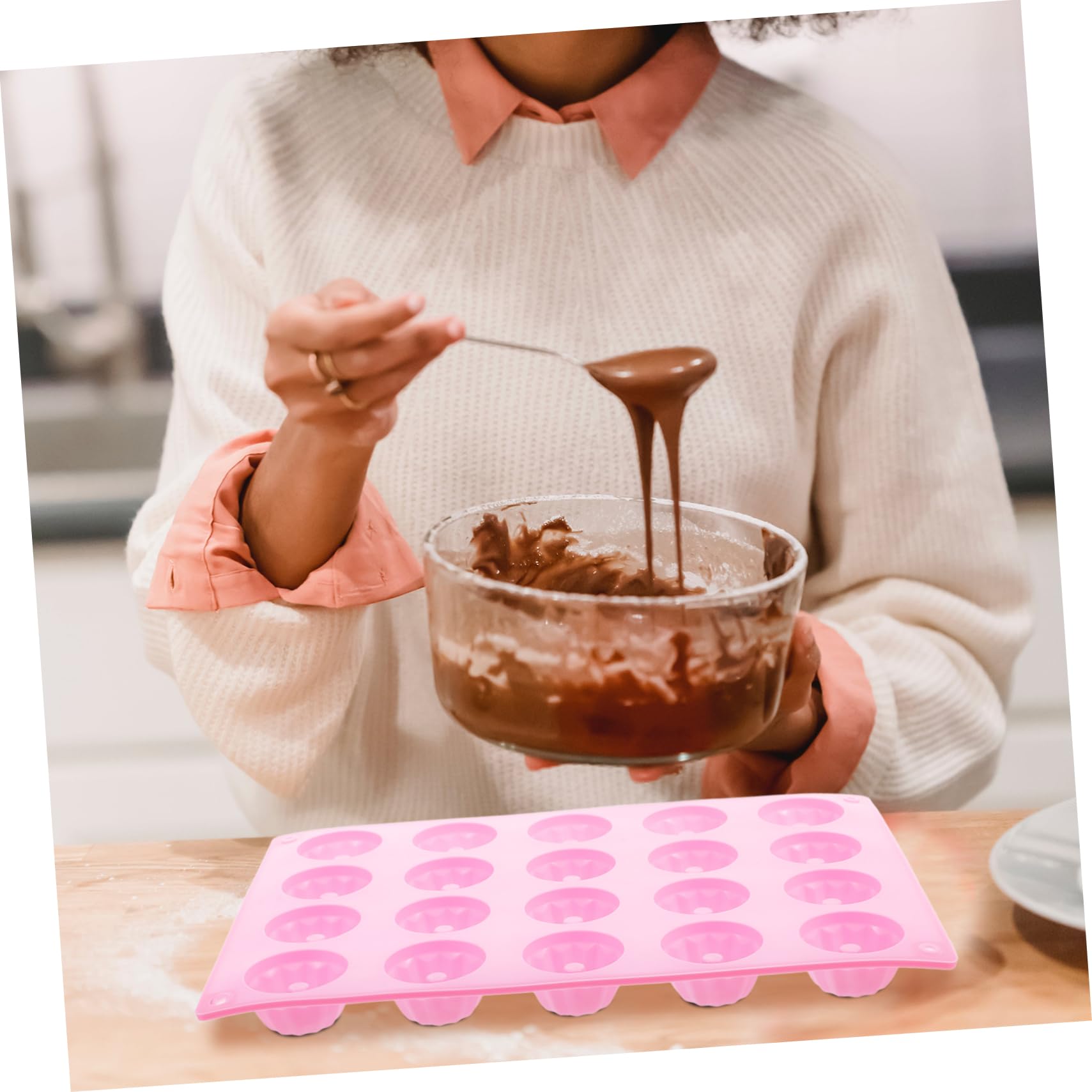 PRETYZOOM Molde de Silicona Apto para Horno y Lavavajillas 20 Cavidades para Pastel Herramienta para Hornear Adecuado para Repostería Casera