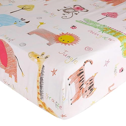Sábana de cuna Safari  Sábana bajera suave para cuna para colchones estándar de cuna y niños pequeños, sábana de guardería para niños y niñas,