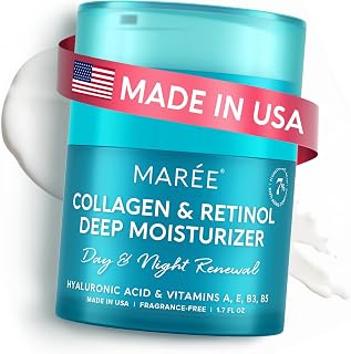 MAREE Retinol Collagen Face Moisturizer Cream - Anti-Aging Wrinkle Reducer, Skin Tightening Daily Cream for Women & Men