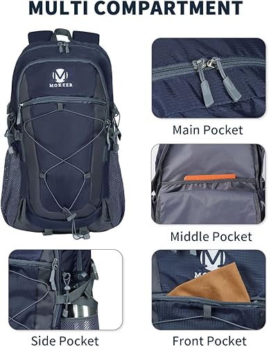 Miniatura 5 de Mochila de senderismo, 40 L, ligera, impermeable, mochila de camping para hombres y mujeres, bolsa de viaje para deportes al aire libre, Azul,