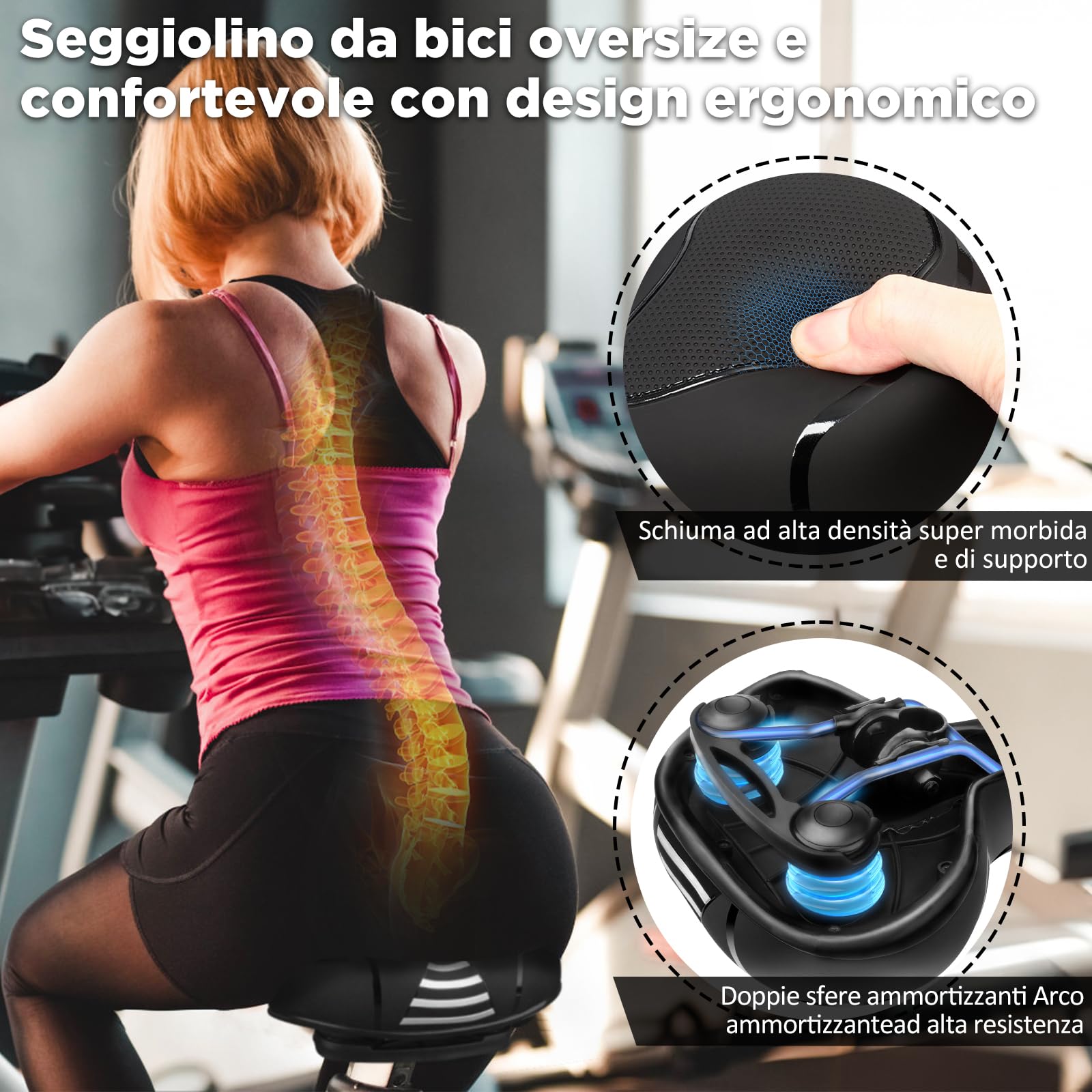 Homoto Sella Bici con memore imbottito,Sella Bici Da Corsa, rivestimento impermeabile per bici da corsa urbane, per uomo e donna (Nero)
