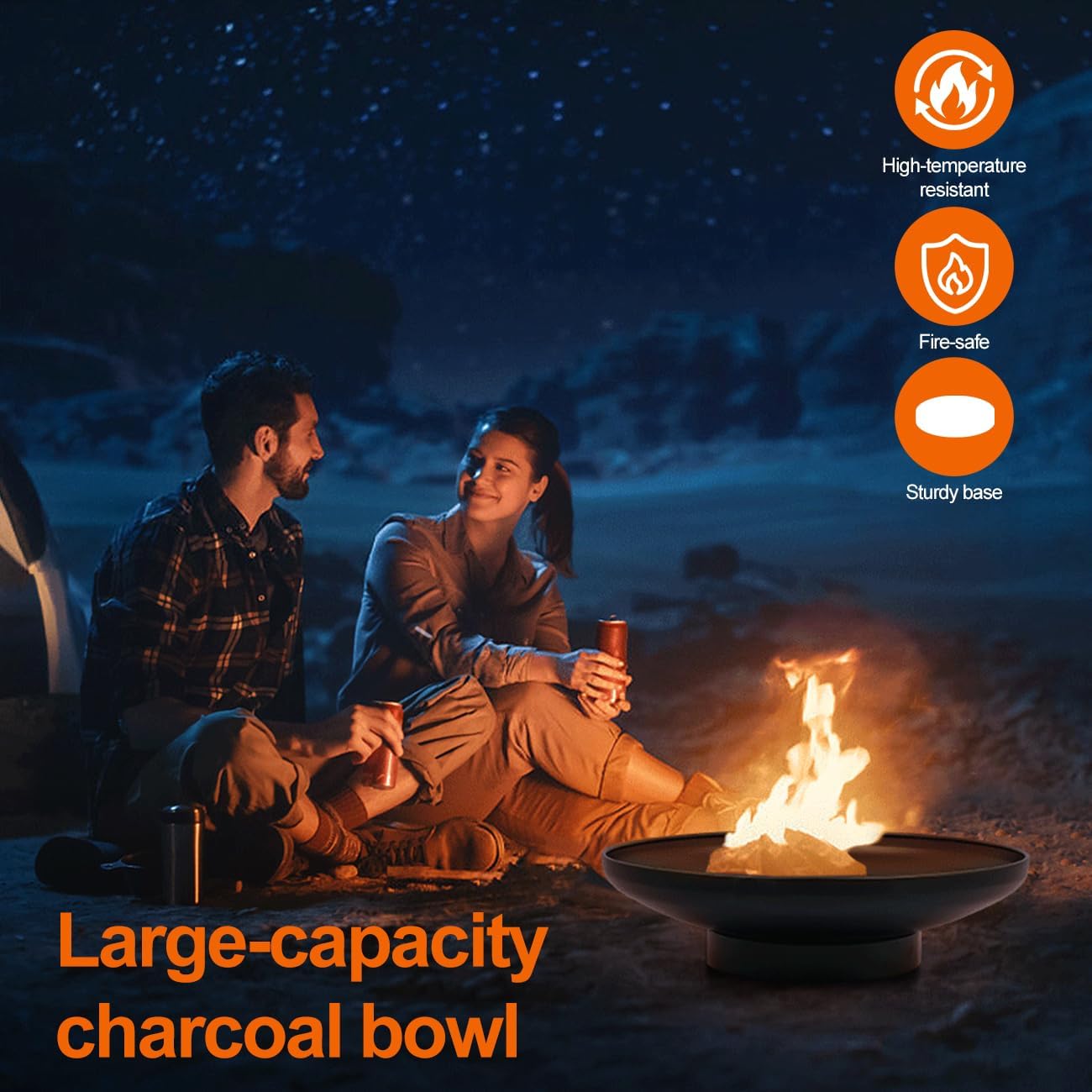 23 Inch Fire Pit for Outside Wood Burning, BBQ & Outdoor Firepit 2 in 1 for Camping Beach Bonfire Picnic Backyard Garden