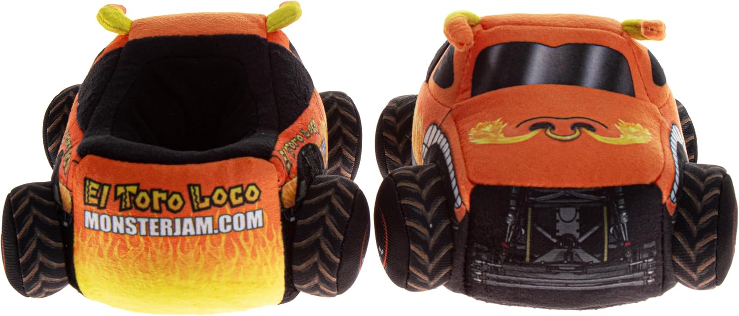 Josmo Monster Jam Slipper 3D Monster Truck Plush Slippers for Boys Warm Slip-On House Shoes Grave Digger Megalodon El Toro Loco Size: 5-10 Toddler 11-13 Little Kid