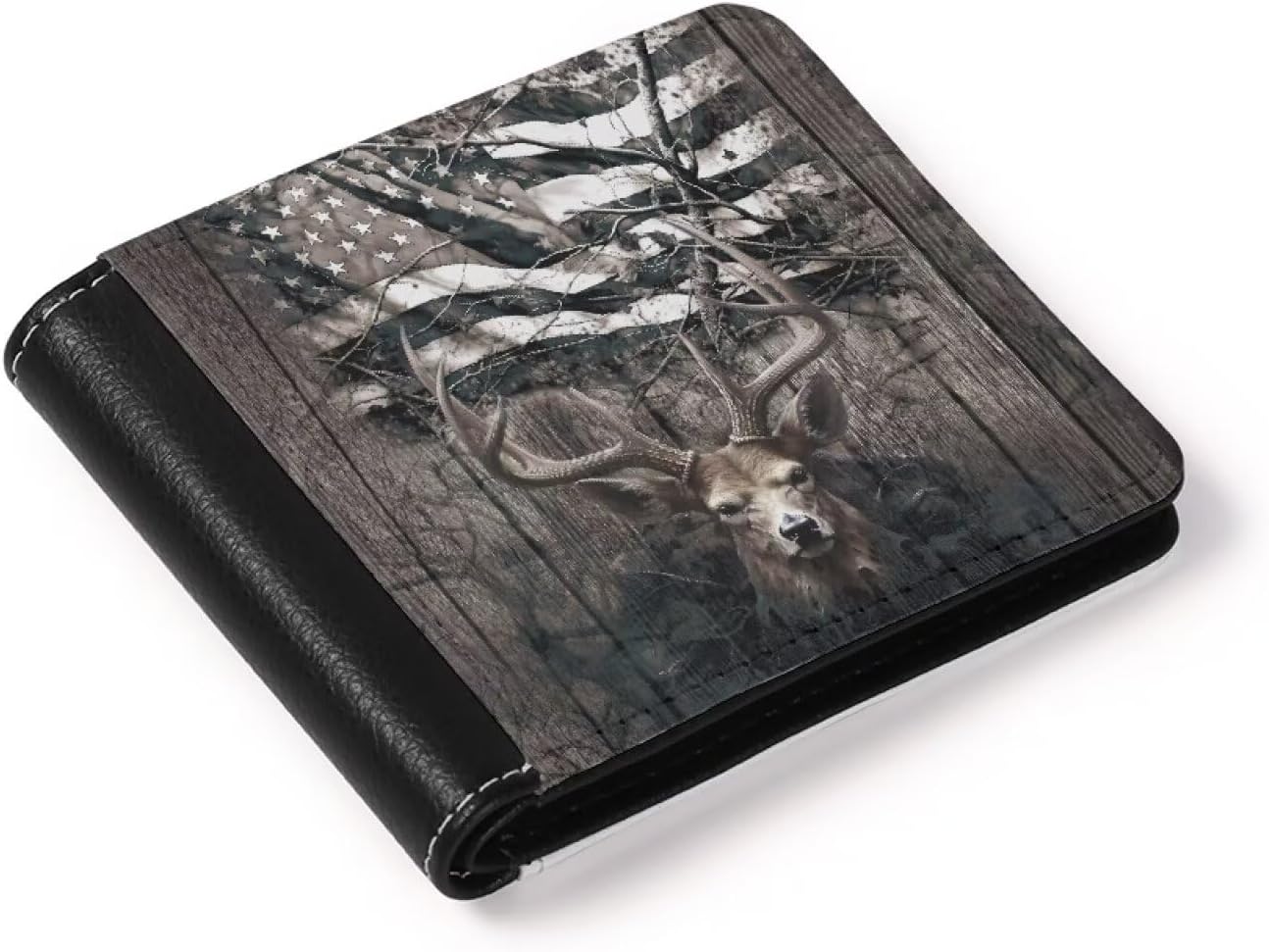 LedBack American Flag Stag Deer Wallet Leather Purse for Men Womens Clutch Boys Wallets Pouch with Credit Card Slots Gifts - Image 4