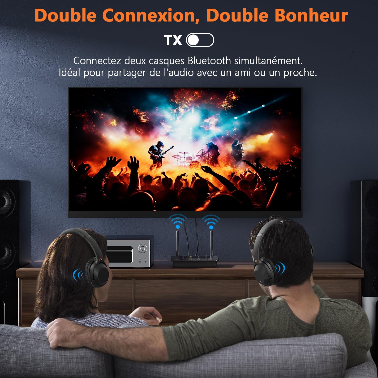 1Mii B03S Transmetteur Récepteur Bluetooth 5.3 avec DAC Audiophile, Émetteur Audio Bluetooth pour TV/Casque/Chaîne Stéréo HiFi, aptX AD/LL/HD, Clé USB Musique, Longue Portée, RCA Optiques AUX
