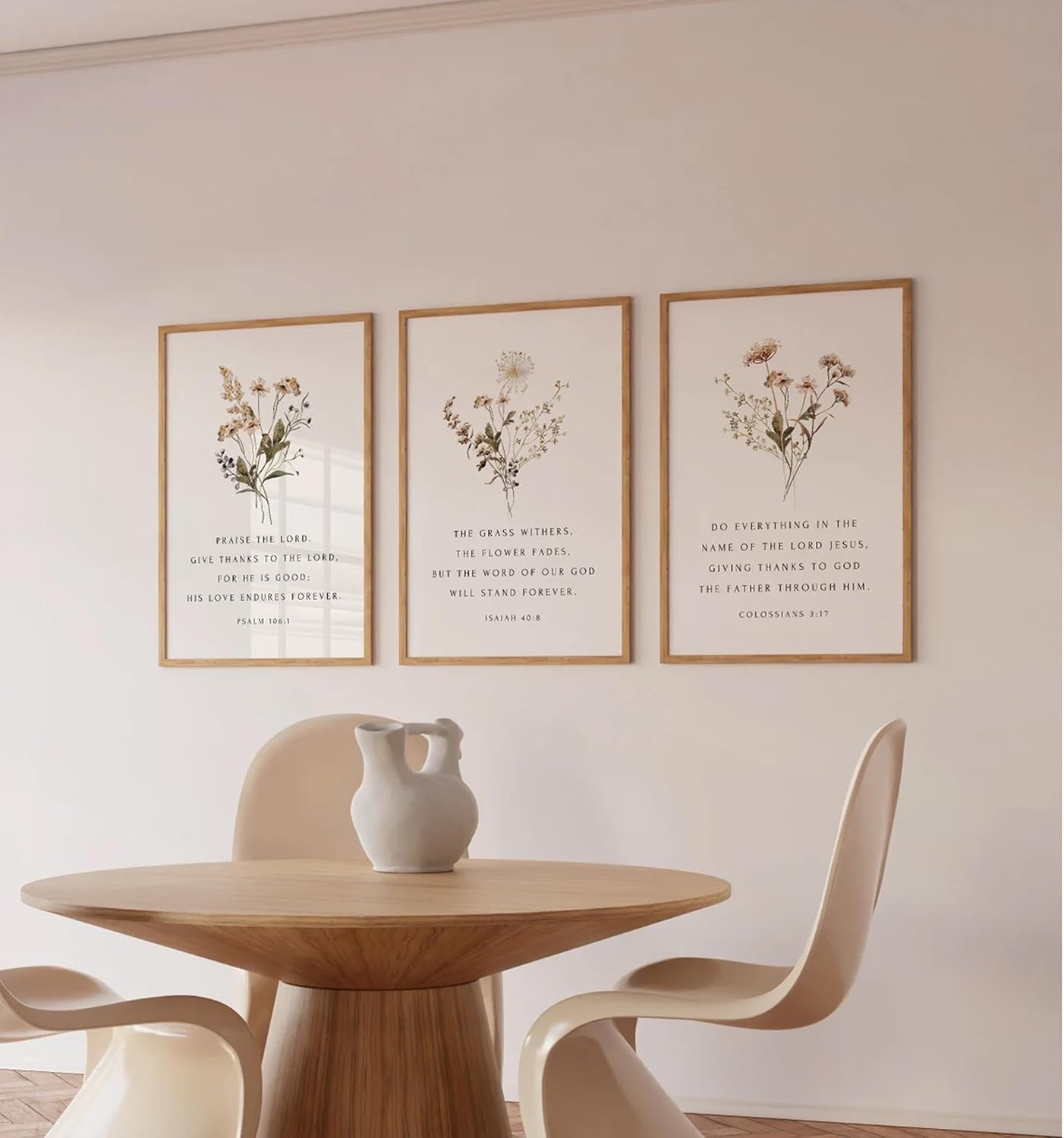 Wildflower Bible Floral Canvas Wall Art Christian Verses Floral Paintings Pictures Wall Decor Botanical Scripture Room Posters Prints for Bedroom Living Room Office Christian Scene Home Decorate