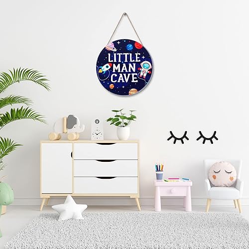 Miniatura 4 de Geelin Letrero de madera para habitación espacial, decoración de unicornio espacial, con cita de madera, para guardería, decoración de pared para