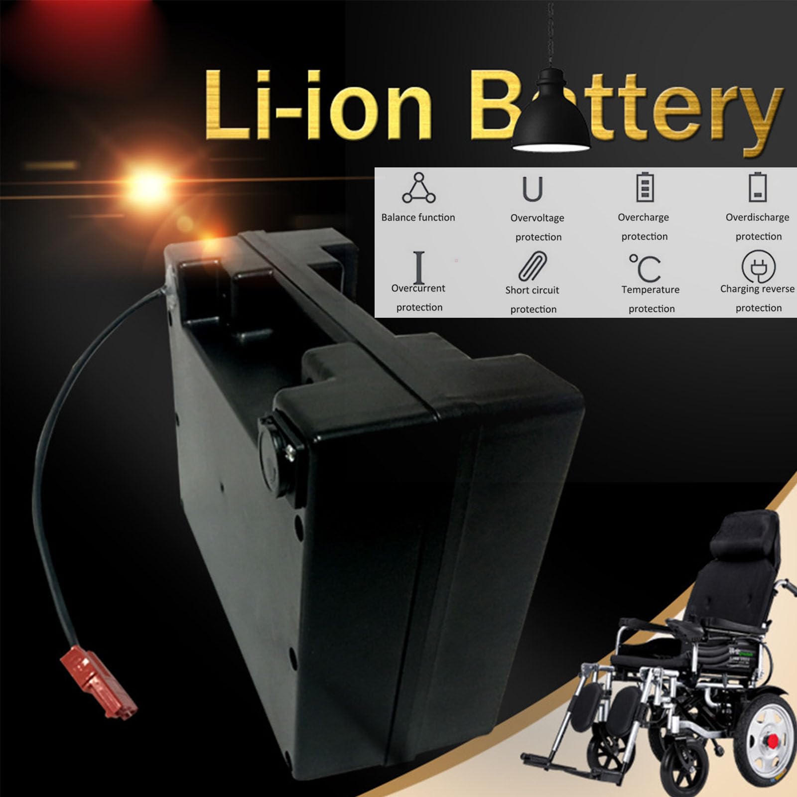 Batería de Litio de 24V, 12Ah, 15Ah, 20Ah, 25Ah, 30Ah y 35Ah, batería de Repuesto para Silla de Ruedas eléctrica de 24 voltios, baterías de Iones de Litio con Cargador.