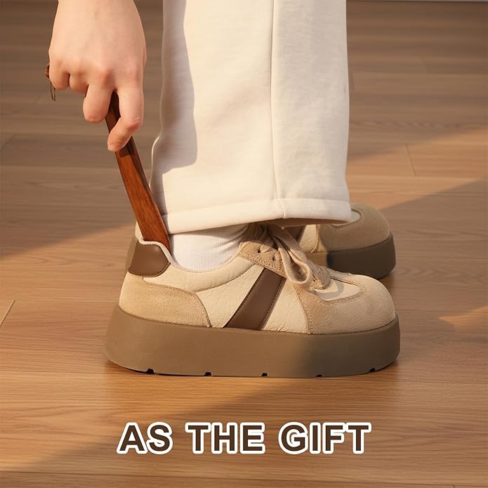 Calzador de Zapatos de Madera 19 cm con Cordón de Cuero miniatura 3