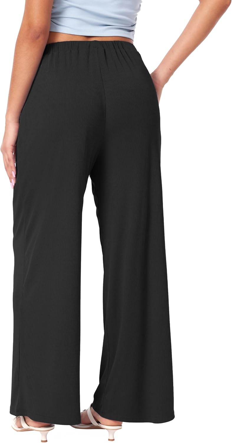CIDER Palazzo Pants for Women Wide Leg Flowy Pants with Pockets Elastic Mid Waist Summer Beach Vacation Outfits Lightweight - Image 6