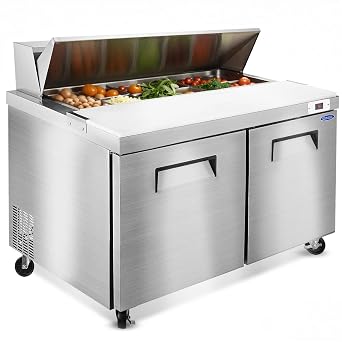 60" W Commercial Refrigerator - 18 Cu.ft Sandwich Prep Table Refrigerator, ETL, NSF, Auto-Defrost, Cutting Board, 16 1/6 Portion Pans, 2 Adjustable Shelves, Stainless Steel, for Restaurant, Bar, etc