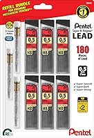 Vista 1 de Pentel Super Hi-Polymer HB 0.5 mm Lead Refill Pack - 6 Packs of 30 Leads & 3 Packs of 4 Latex-Free White Erasers - Mechanical Pencil Refills
