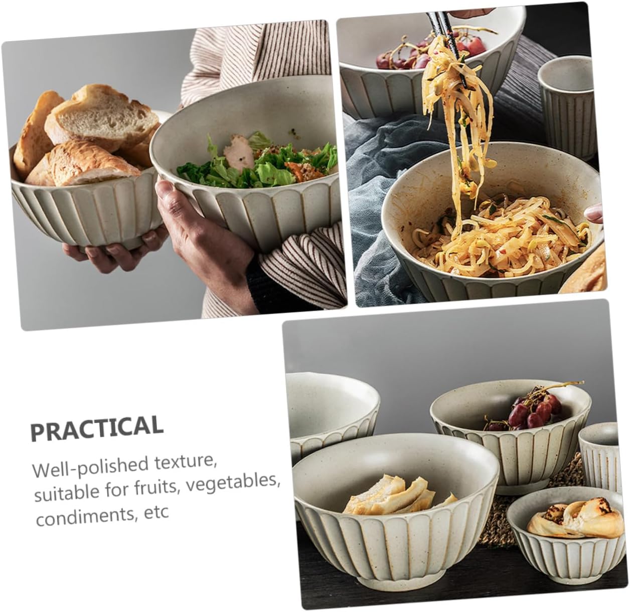 TOYANDONA Japanese Soup Bowl Large Kitchen Serving Bowl for Home and Restaurant Multipurpose Salad and Noodle Dishware with Craftsmanship