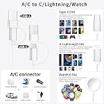 3 in 2 Multi Charging Cable USB C Cable for iPhone Charger Fast Charging, Charging Cables for Multiple Devices Compatible with iPhone 17-11/Air/Pro/iWatch Ultra/SE/11-1/ Galaxy S25 4FT