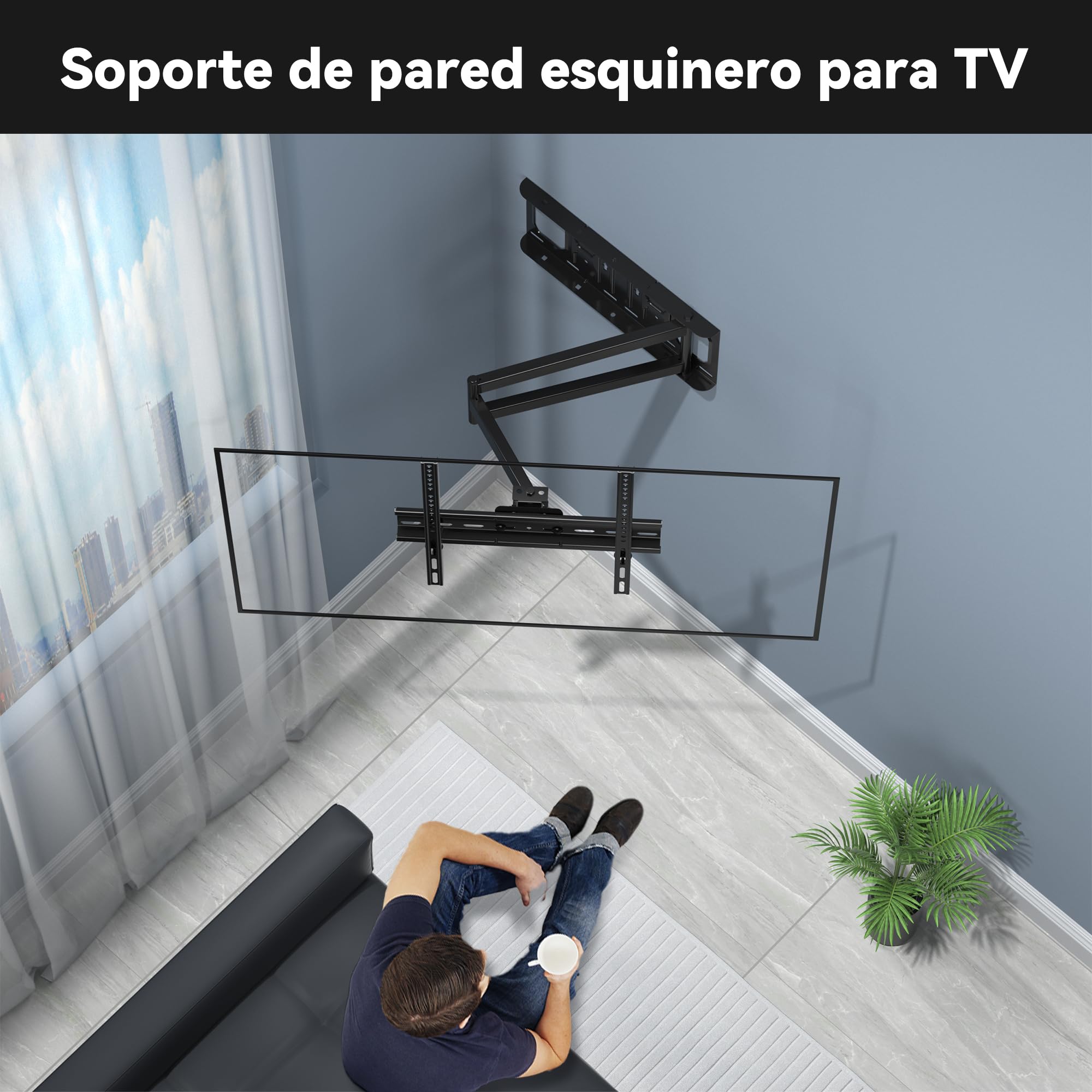FORGING MOUNT Soporte TV Pared con Brazo Articulado Largo de 650mm para Pantallas de 26-60" de Planos/Curvos LCD/LED/OLED, Soporte Pared TV con Giratorio e Inclinable, hasta 35kg, VESA Máx 400x400 mm