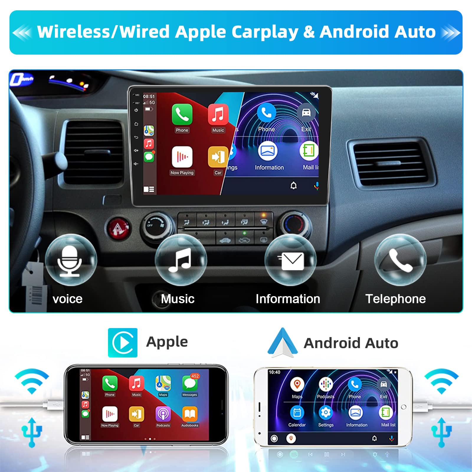 4G&64G VECHTEL 9 Autoradio voor Kia Morning/Picanto 2007/EURO STAR 2001-2011 met CarPlay Android Auto, Android 15, Touchscreen,Bluetooth RDS/FM -radio, WiFi Navigatie/AHD Achteruitrijcamera 4G&64G VECHTEL 9 Autoradio voor Kia Morning/Picanto 2007/EURO STAR 2001-2011 met CarPlay Android Auto, Android 15, Touchscreen,Bluetooth RDS/FM -radio, WiFi Navigatie/AHD Achteruitrijcamera