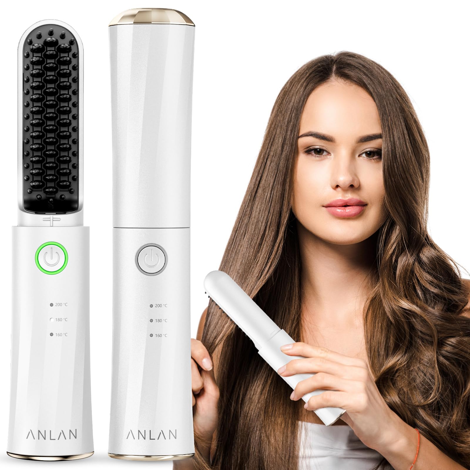 Amazon.com : Cordless Hair Straightener Brush, ANLAN Portable