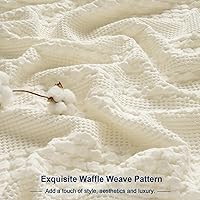 Vista 6 de PHF Fundas de almohada con tejido de gofre de 24" x 24", paquete de 2, funda de almohada cuadrada 100% algodón para decoración de ropa de cama, sin