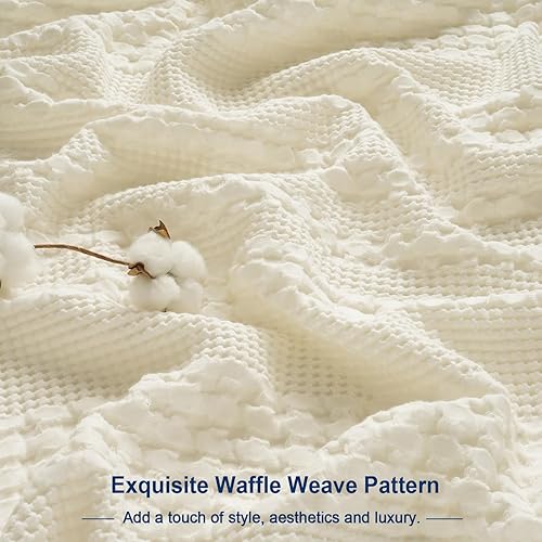 Miniatura 6 de PHF - Funda de almohada decorativa de 100% algodón con cremallera, tejido de punto gofre, suave, transpirable y no irrita la piel, sin relleno, 1