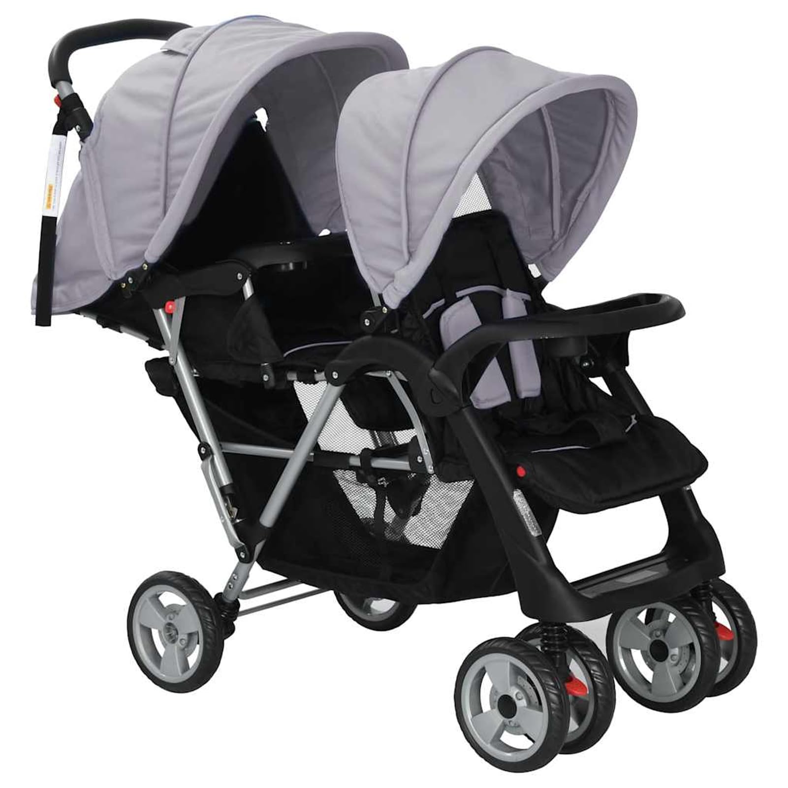 Rantry Mobile Passeggino Gemellare a Tandem in Acciaio Grigio e Nero, Mobili per Interno Esterno Casa Soggiornoll
