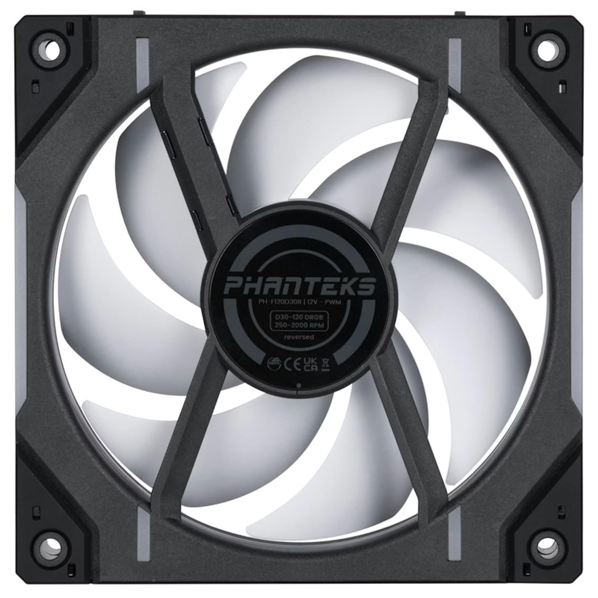 PHANTEKS D30 PWM Reverse Airflow D-RGB Lüfter, 3er Pack - 120mm, czarny