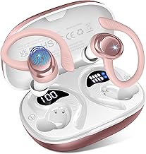 Wireless Sports Headphones, Bluetooth 5.4 Headphones with 4 Mics, 50H Wireless Bluetooth HiFi Stereo Headphones, IP7 Waterproof, Bluetooth Headphones with Noise Cancelling LED Display