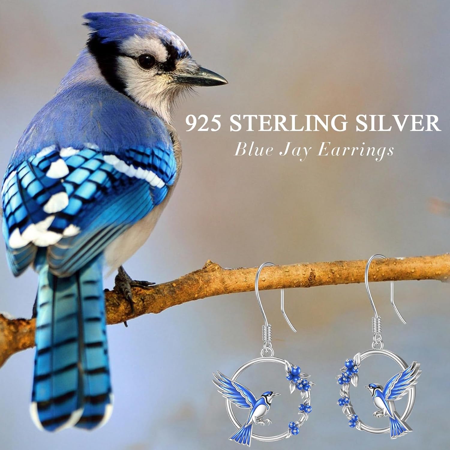 Blue Jay Bird Earrings 925 Sterling Silver Dangle Drop Bird Earrings Gifts Lovers Women Birthday Christmas Jewelry Gift - Image 6