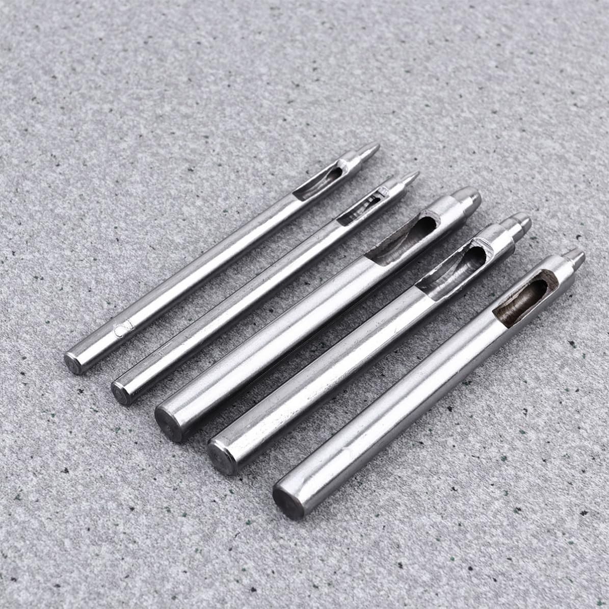 Uonlytech 5pcs Leather Hole Puncher Set with Steel Hollow Round Punch Tools 1-5mm for Belt, Watch Bands, and Vinyl Crafts, Sturdy and Energy-Saving Punching Kit for DIY Leathercraft Projects