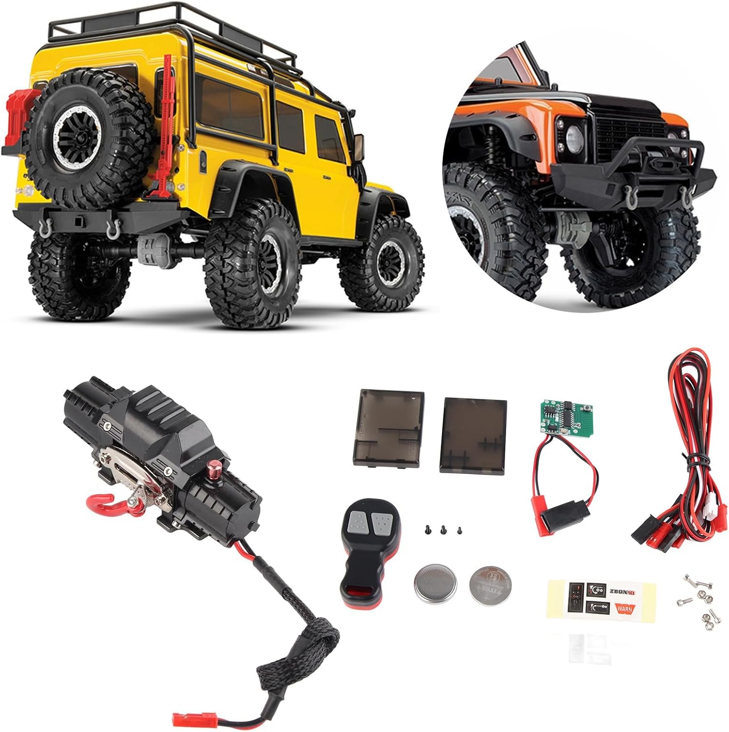 RC Winch Set, RC Metal Automatic Double Motor Simulated Winch Controller Receiver Fits for Car(B Type)