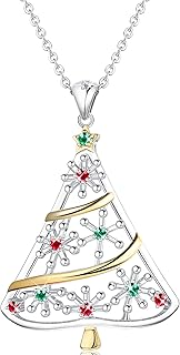 925 Sterling Silver Christmas Necklace Costume Jewelry Christmas Jewelry Gifts Christmas Tree Pendan Necklace for Women