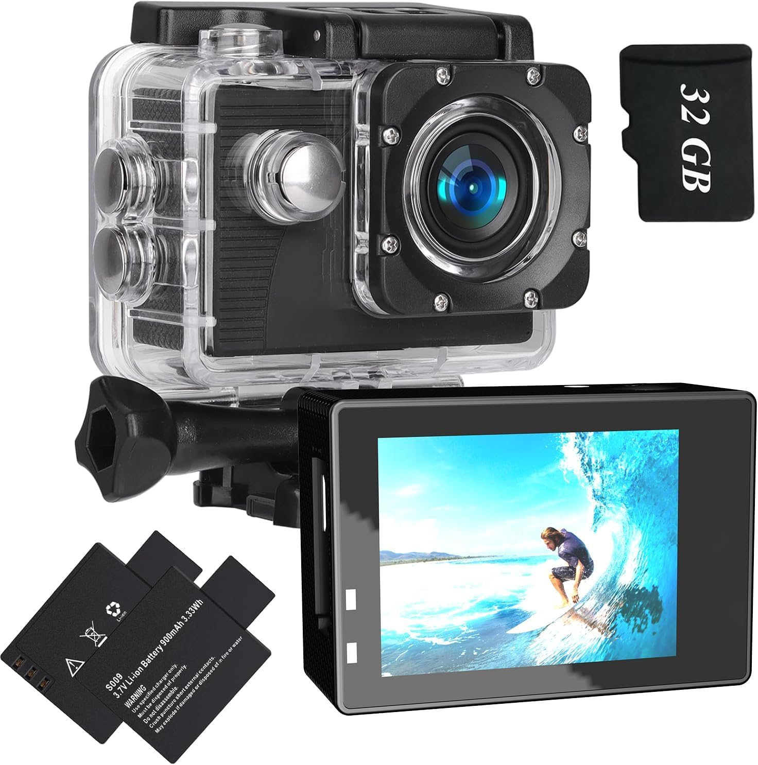 Action Camera 1080P WiFi Sports Camera 4xZoom Action Camera 40m/131ft Underwater Waterproof with 2 X1050 mAh Batteries and Multi-Function Accessory (X2PLUS)