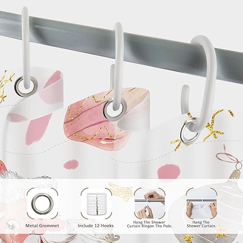 Miniatura 7 de Glawry Cortina de ducha con diseño de árbol de Navidad, copos de nieve azules, renos, nieve, invierno, vacaciones, feliz año nuevo, estética, para