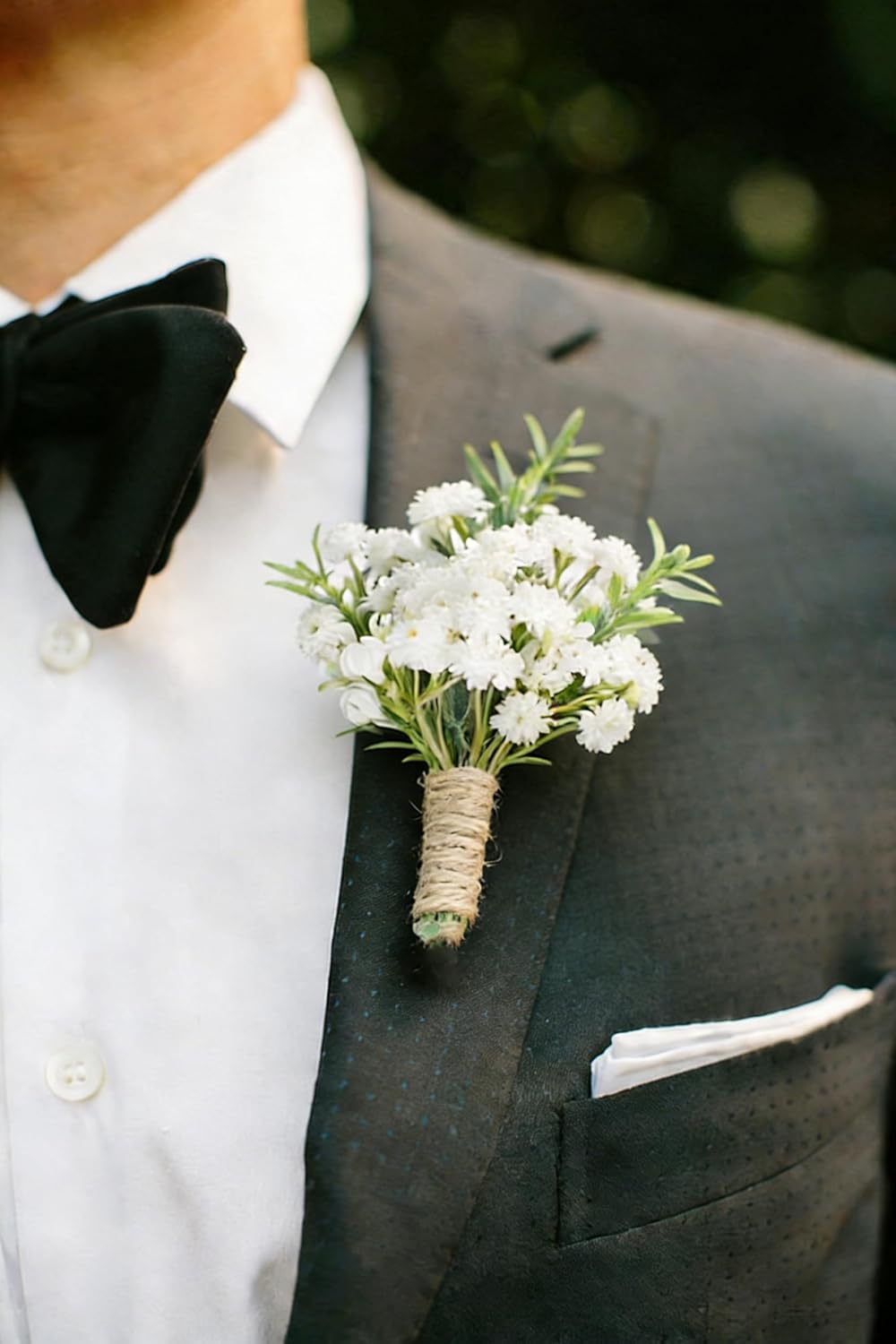 Baby Breath Boutonnieres for Men Wedding,Set of 10, Natural White Groom and Groomsmen Boutonniere with Pin for Rustic Fall Vintage Wedding, Prom and Homecoming