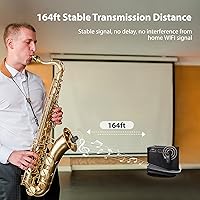 Vista 4 de UHF - Sistema de micrófono inalámbrico para saxofón, sistema de recogida de micrófono recargable con estuche de almacenamiento, rango de 164 pies