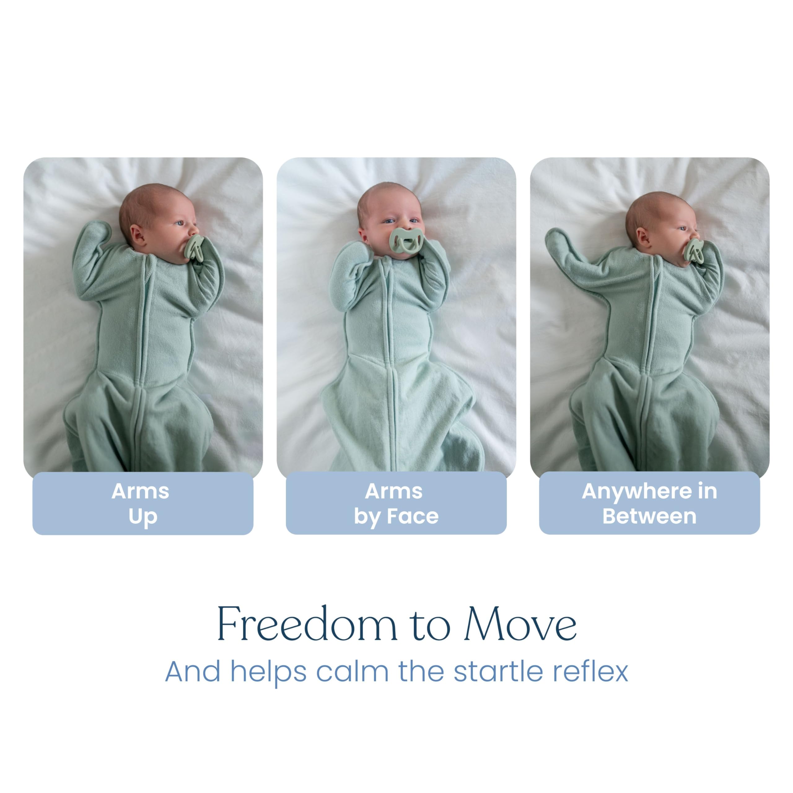 HALO Sleepsack SwaddleStretch, Arms Up or Extended Arms, Newborn Baby Swaddle, 0 – 3 Months, 0.5 TOG, Calm Sage — view 2