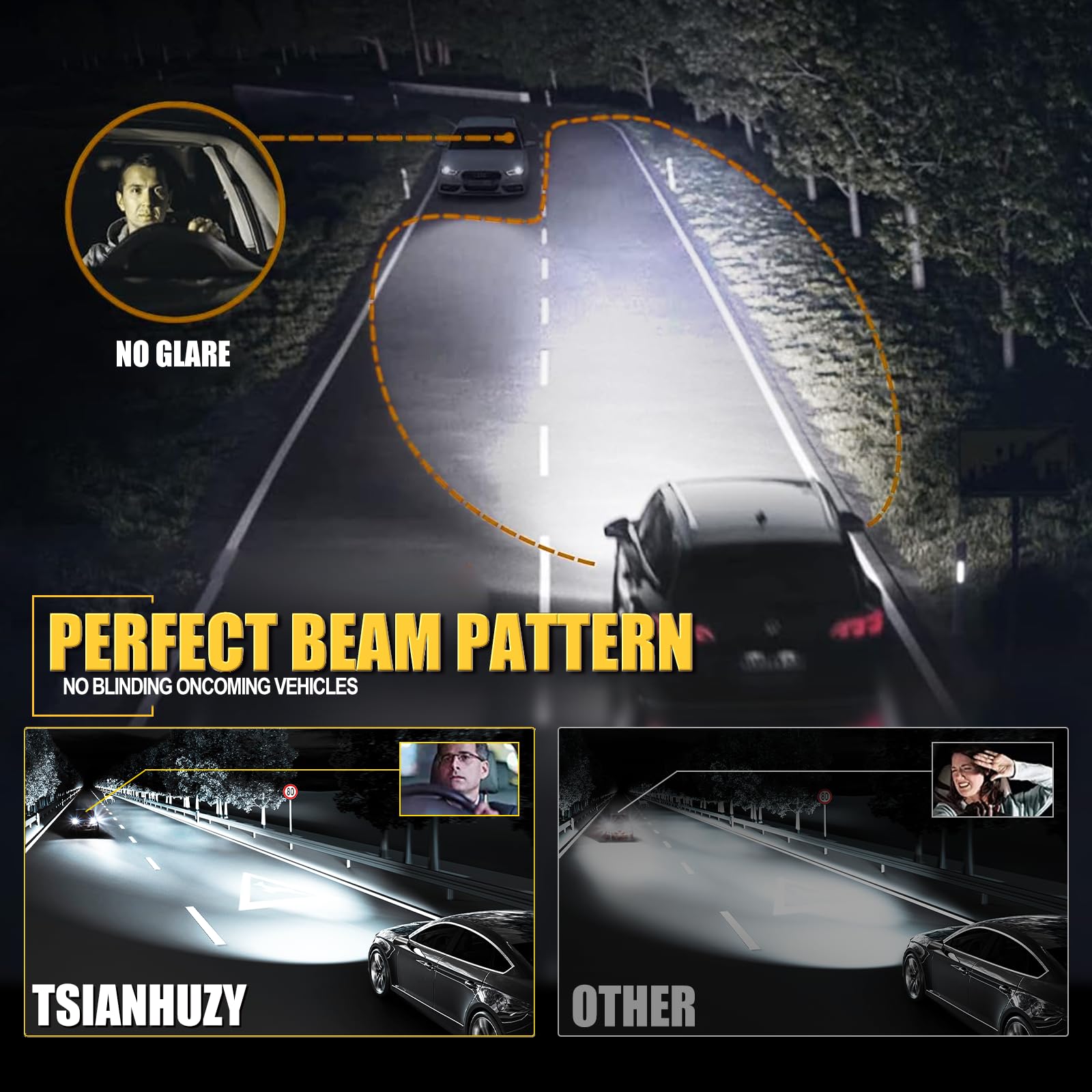 TSIANHUZY Fit For 2004-2015 Nissan Titan Light Bulbs,HB3 High Beam Bulbs+HB4 Low Beam Bulbs Combo,600% Brightness Upgraded,6500K,52000 Lumens Bright,Pack of 4