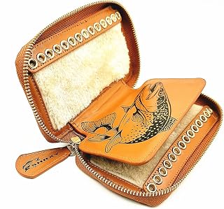 shrxy Fly Fishing Sequin Lure Bait Storage Wallet, Cowhide Leather, Felt Fly Dryer,stream Bait Tackle Bag