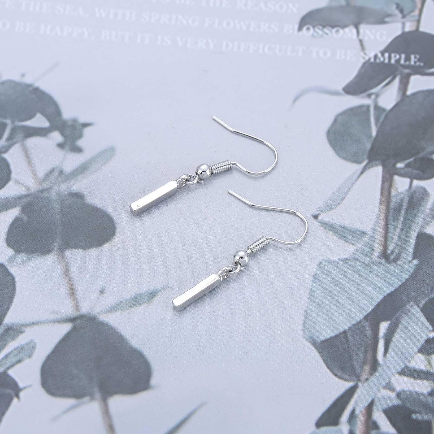 Boho Vertical Bar Dangle Earrings Silver Bar Hook Earrings Vintage Vertical Dangling Earrings Minimalist Bar Line Earrings Jewelry for Women - Image 7