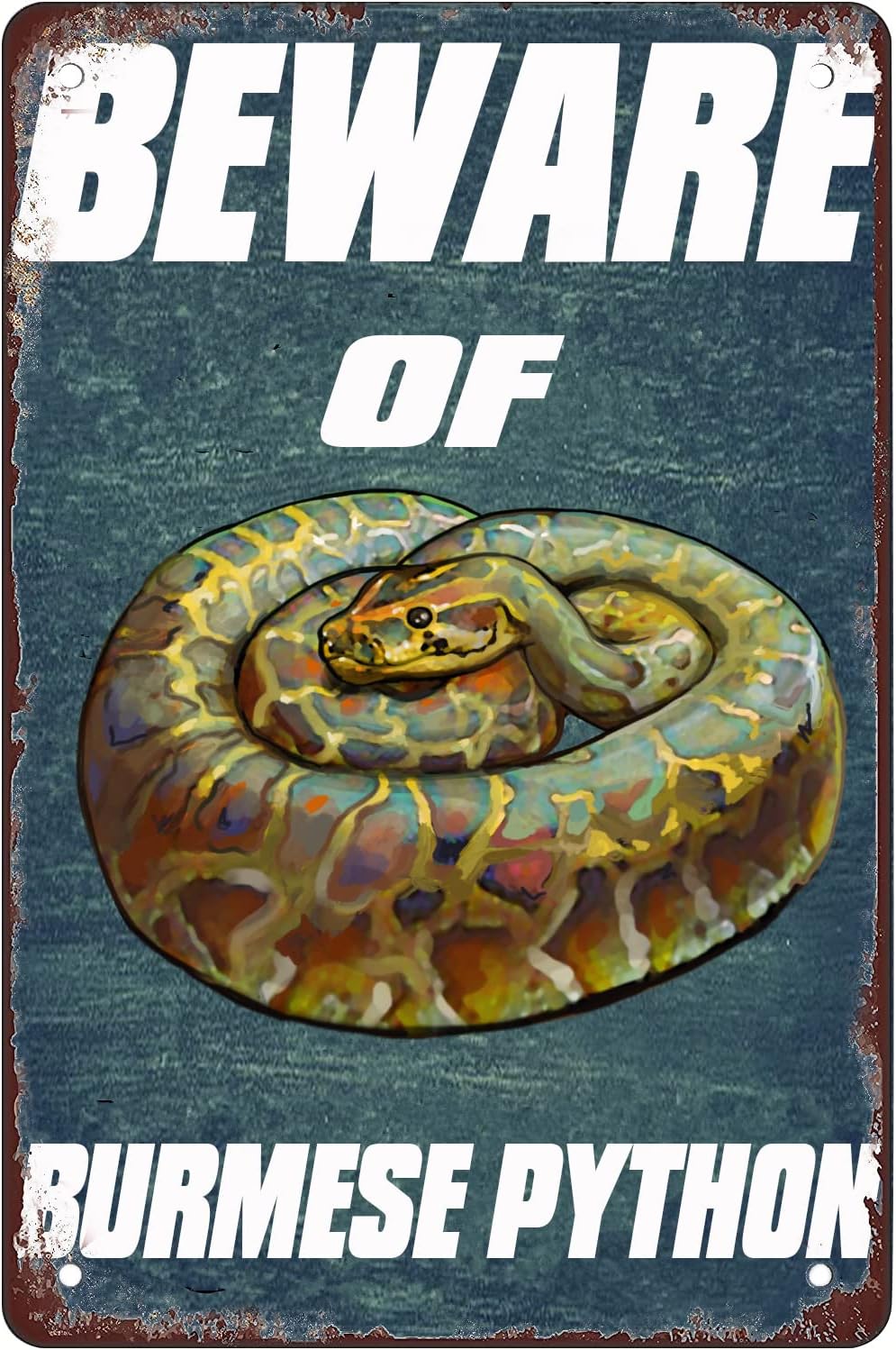 Amazon.com: Metal Sign Warning,Beware of Burmese Python ,for Men Women ...