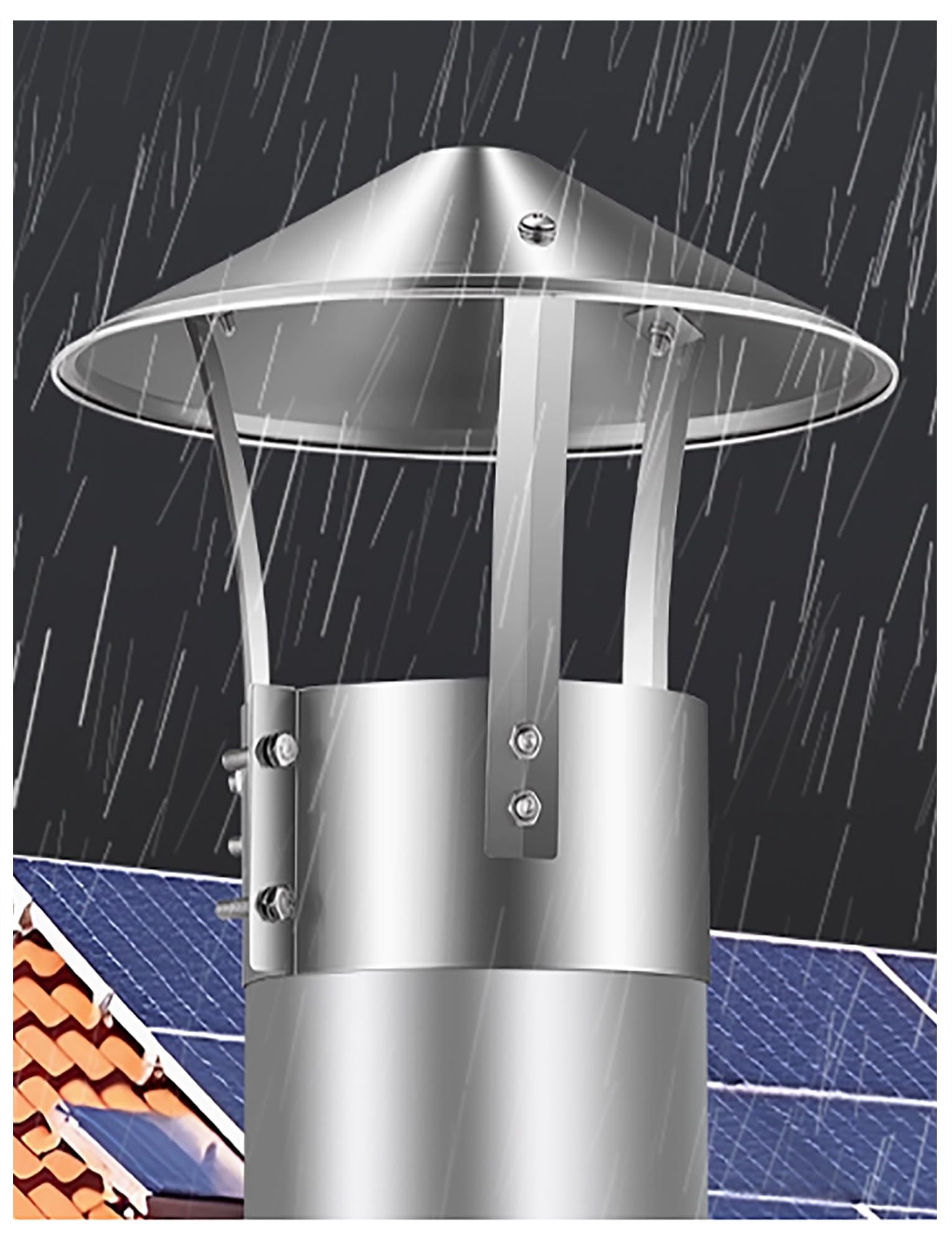 MYXJGNAIY Weatherproof Stainless Steel Chimney Cap – Adjustable Bolt-On Universal Vent Pipe Cover for Outdoor Roof-Flue Pipes(14cm/5.5in)