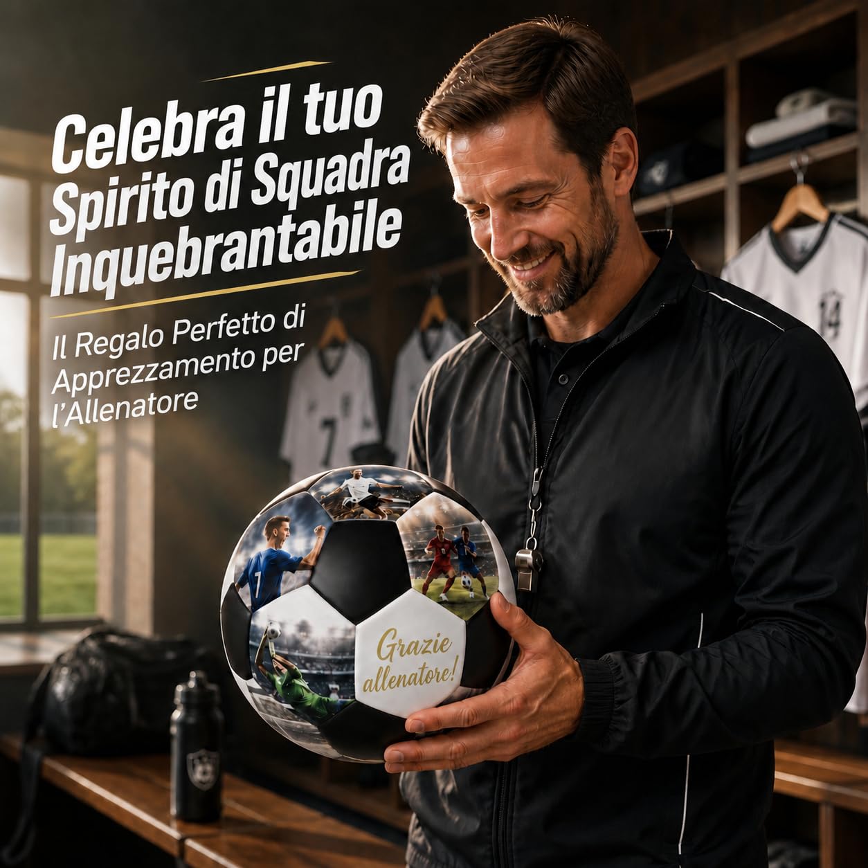 VEELU Pallone da Calcio Personalizzato con Foto e Testo, Pallone Calcio personalizzato con 5/10/15/20 Foto, Misura 4 o 5 in PVC, Regalo Personalizzato per Figlio, Allenatore e Tifosi di Calcio