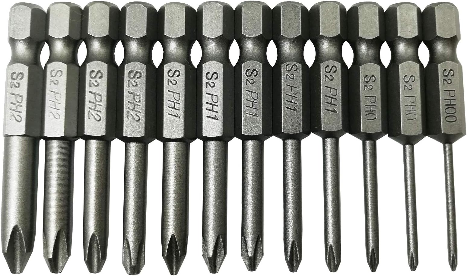 YDLQWCZ Phillips Cross Screwdriver Bits, 12Pcs 1/4 Hex Shank Magnetic Cross Phillips Screw Head Screwdriver Bits Electric Screwdriver Set Power Tools | 2 inch length