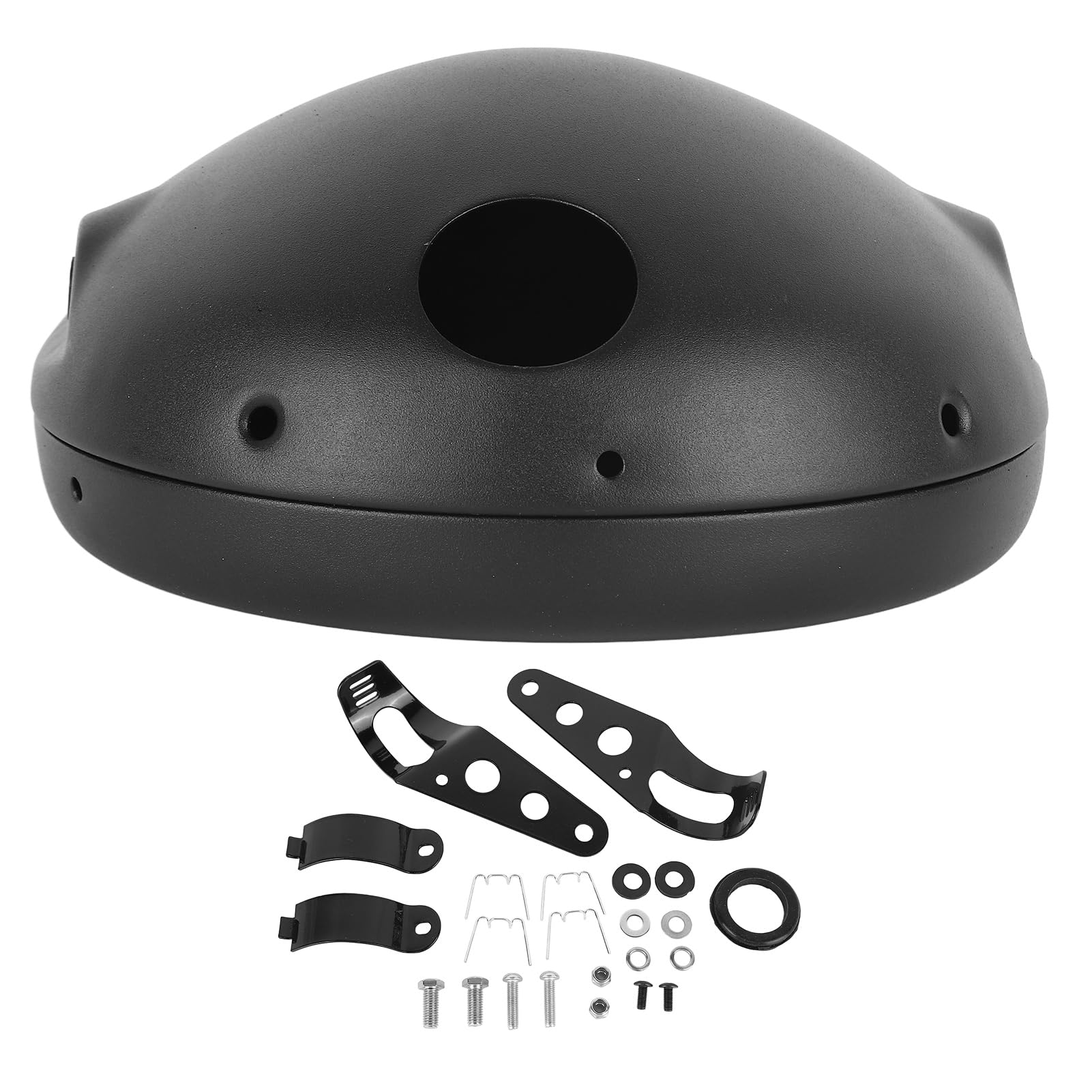 Guscio Faro Moto 7 Pollici, Guscio del Faro del Motociclo Nero Opaco, Coperchio Fari LED in Lega di Alluminio Coperchio del Motociclo Accessorio per la Modifica del Motociclo